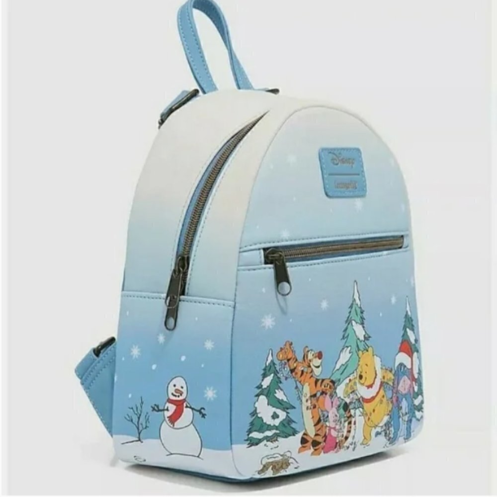 𝅺loungefly Disney Winnie The Pooh Friends Holiday Mini Backpack NWT
